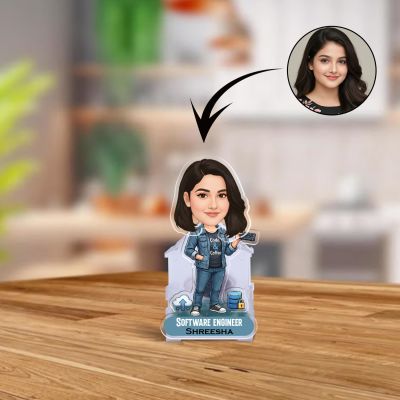 Personalized Software Engineer Bobblehead Caricature  Custom with Name Battery Powered Shaking Head Feature  Unique IT Professional Desk Decor & Office Gift for Coders & Developers